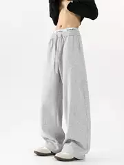 Chaolun fabric curved knife guard pants men's spring and autumn plus velvet wide leg pants loose men's casual pants plus large size sports men's pants