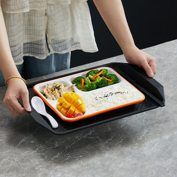 Plastic Tray for Commercial Use, Chinese-Style Rice, Self-Service School Cafeteria Weighing, Fast Food Restaurant, Double-Handle, Anti-Drop, Non-Slip Tray