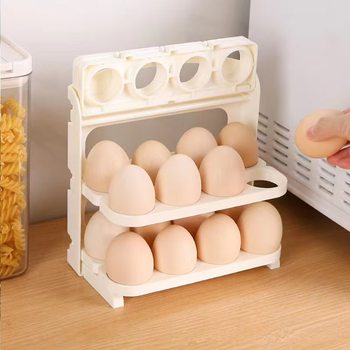 Household Multi-Layer 24-Slot Duck Egg Large-Capacity Egg Refrigerator Storage Box, Specially Designed Home Egg Tray, Foldable