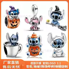 Cross-Border Panjia White Copper Silver-Plated New Cartoon Cute Stitch Cartoon Series Bracelet DIY Accessories