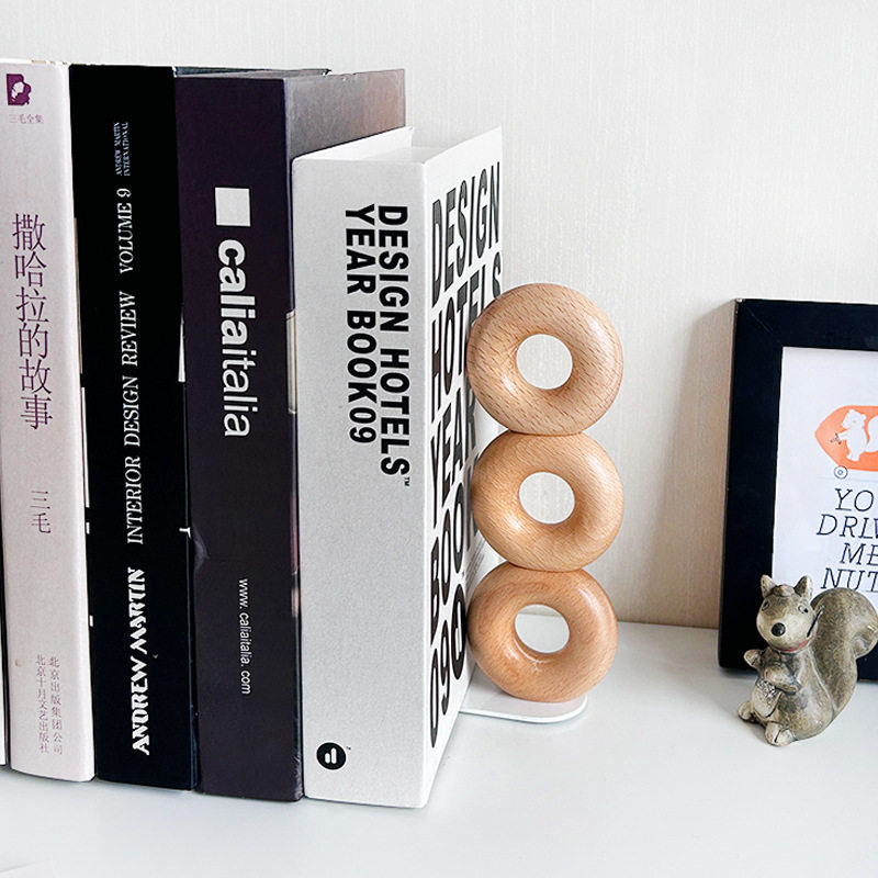 Solid Wood Simple Donut Beech Wood Storage Bookshelf Desktop Student Stand Book Holder Tiktok