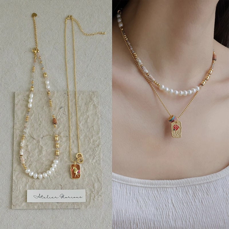 Light Luxury Niche High Elegant Natural Pearl Necklace Beaded New Chinese Style National Style Woolen Chain Gold 2025 New Style