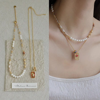 Light Luxury Niche High Elegant Natural Pearl Necklace Beaded New Chinese Style National Style Woolen Chain Gold 2025 New Style