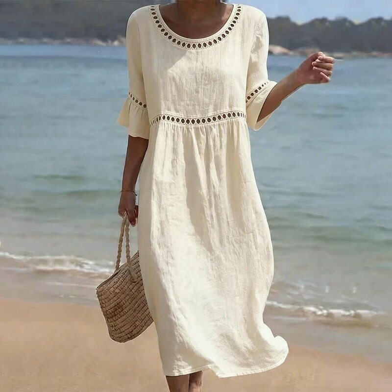 Womens Loose Fit Solid Color Maxi Dress Summer Style Beach Vacation Ready Wholesale Available