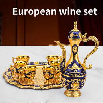 Cross-border Liquor Glass Wine Dispenser for Living Room Household Small Wine Utensils suit European-style Metal Wine Jug High-end Ornaments for New Wedding