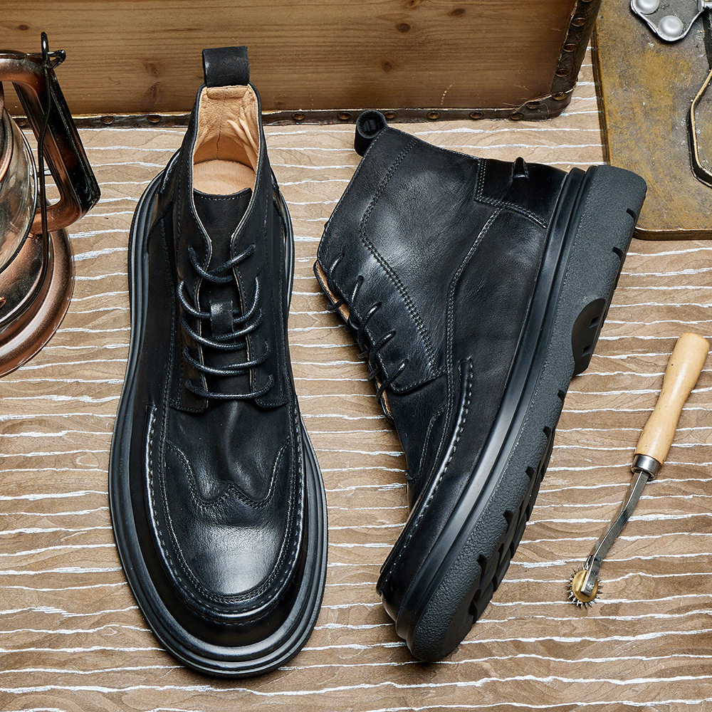 Men’s Cowhide Leather British-Style Martin Boots