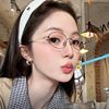 Pure Desire Gold Wire Glasses for Women High-Quality Silver Frame Plain Glasses Anti-Blue Light Myopia Eyes Danyang Glasses Wholesale