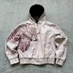 Derschutze Cross-Border European and American Retro Plum Blossom Embroidered Hoodie Personalized High Street Zipper New Sweatshirt Y2K