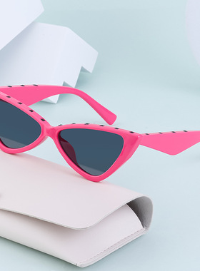 芭比美式甜心三角欧美个性猫眼墨镜女潮流小框太阳镜女INS爆款