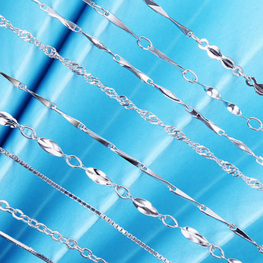 Factory wholesale S925 sterling silver necklace female o box water wave snake bone chain long matching chain bare chain clavicle chain