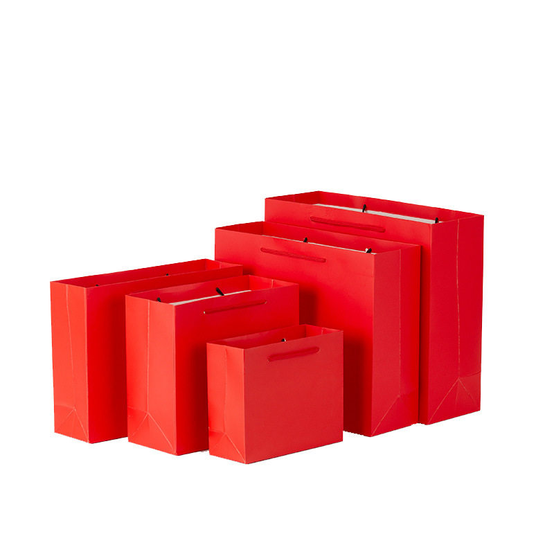 Red Handbag Paper Bag Gift Bag Clothing Shopping Bag Birthday Gift Packaging Cosmetic Lipstick Gift Bag