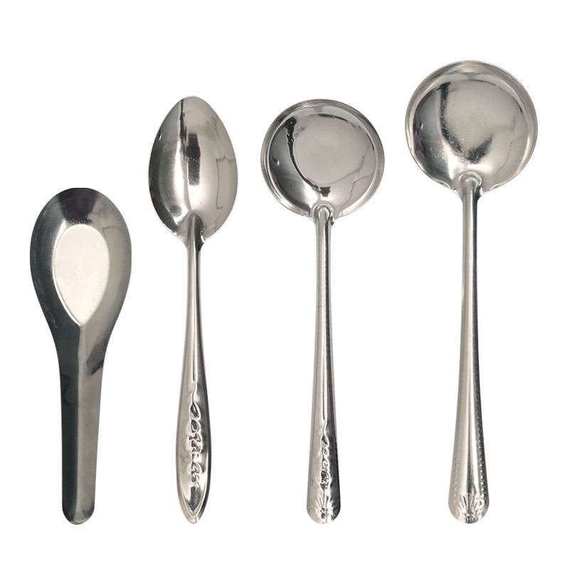 Source Manufacturer Stainless Steel Spoon Rose Spoon Round Spoon Household Flat-Bottomed Spoon Student Cafeteria Restaurant Eating Spoon Soup Spoon