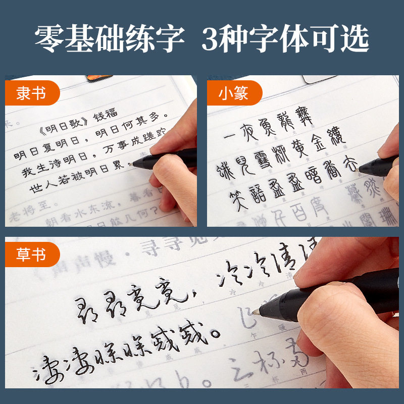 Liupintang Cursive Calligraphy Copybook for Adults, Penmanship Practice Copybook, Selected Poems and Basic Strokes, Hard Pen Introductory Copybook for Beginners