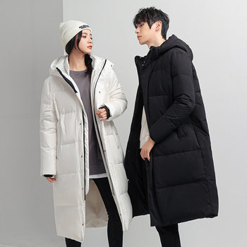 Couple Men's and Women's Down Jacket 2021 Winter New Mid-length Fashion Thickened Over-the-knee White Duck Down Jacket