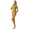 Maternity Thermal Underwear Set, Brushed Postpartum Clothing, Seamless Nursing Clothes for Autumn and Winter, Postpartum Mid-High Collar Pajamas