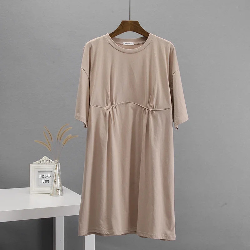 Summer Womens Cotton A Line Dress Casual Loose Fit Round Neck European Style Perfect for Everyday Wear Wholesale