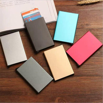 Manufacturer Wholesale Aluminum Alloy Credit Card Box Business Card Box Automatic Card Holder Anti-Degaussing Rfid Metal Card Holder