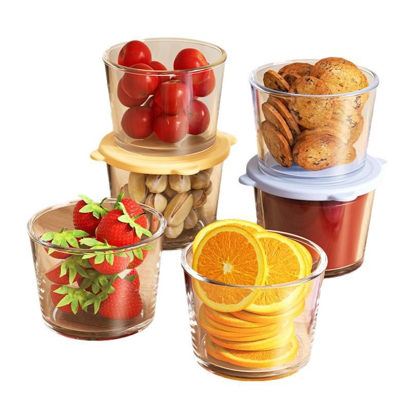 Glass Storage Jar 270ml Sealed Round Grains Pickle Snacks Kimchi Sealed Jar Fruit High Borosilicate Microwave