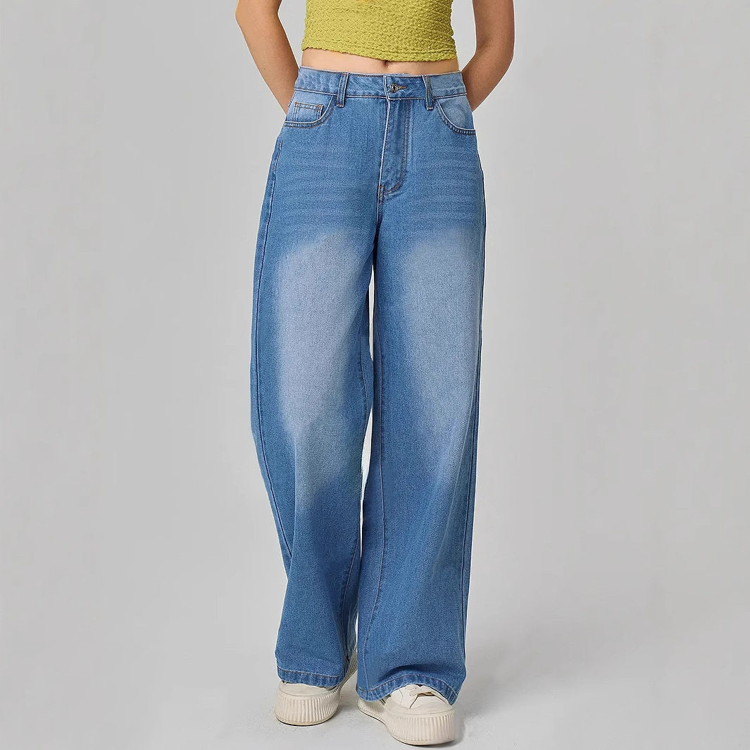 Wide Leg Denim Trousers Casual Style European and American Fashion Comfortable Fit Wholesale Available