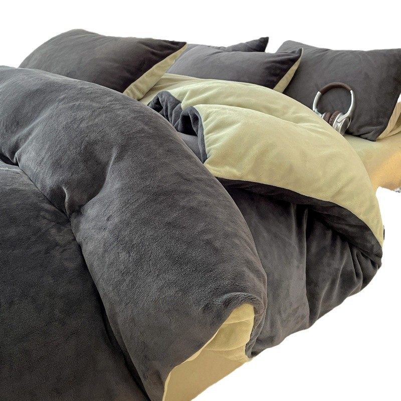 Class a Milk Velvet Four-Piece Winter Simple Bedding Set Student Dormitory Three-Piece Velvet Fitted Sheet Set