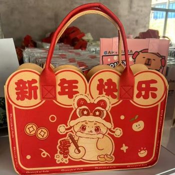2025 Year of the Snake New Style Brush and Felt Tote Bag Spring Festival Festive Red Gift Felt Bag Handmade