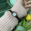 Lola Small Brown Watch Small Green Watch Quartz Elegant Square Women's Watch Cowhide Ins Korean Style Xiaohongshu Recommended