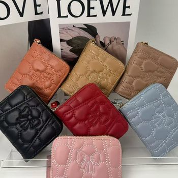 Card Holder Women's Rhombus Stitching Id Card Exquisite Embroidery Fashion Card Holder Coin Purse Women Wholesale