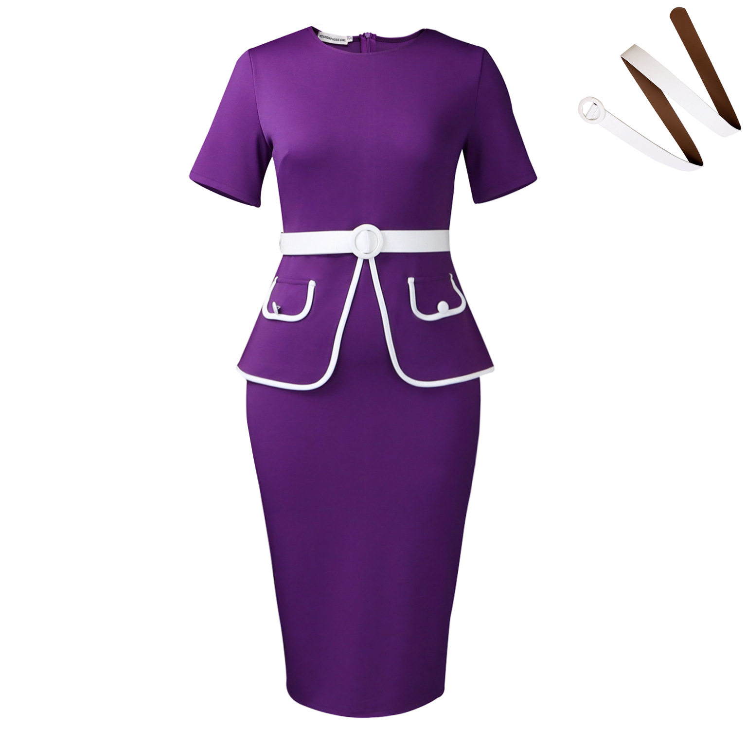 Elegant Plus Size Bodycon Dress for Women Short Sleeve Stretch Fabric Stylish Design Perfect for Office or Casual