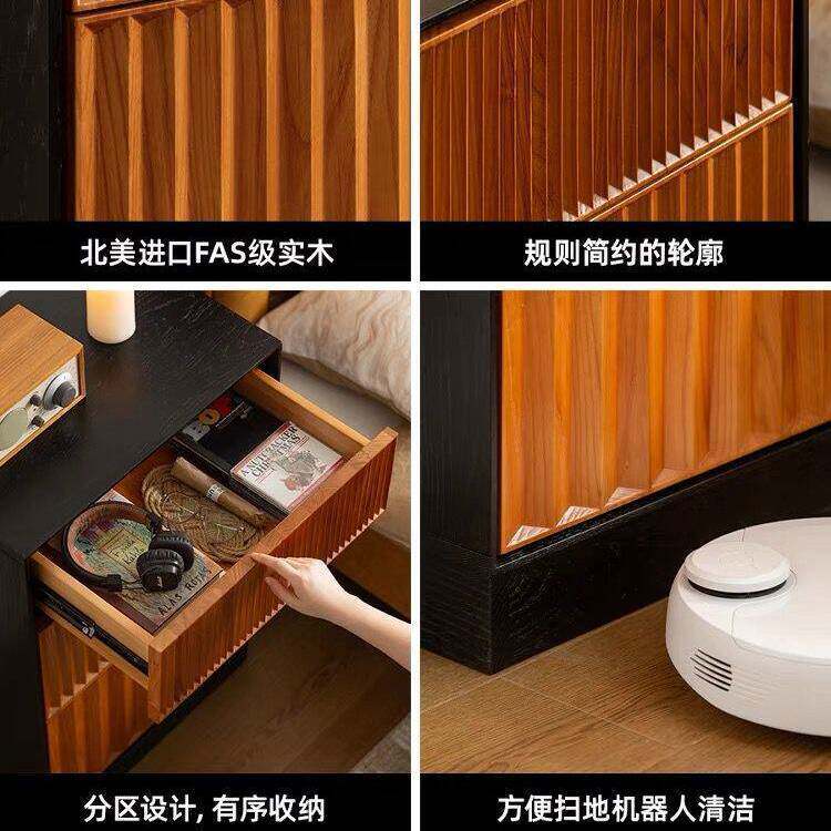 Medieval Style Cupboard Bedroom Bedside Table Storage Cabinet Solid Wood Multi-Layer Wall Cabinet Sofa Side Cabinet Small Cabinet