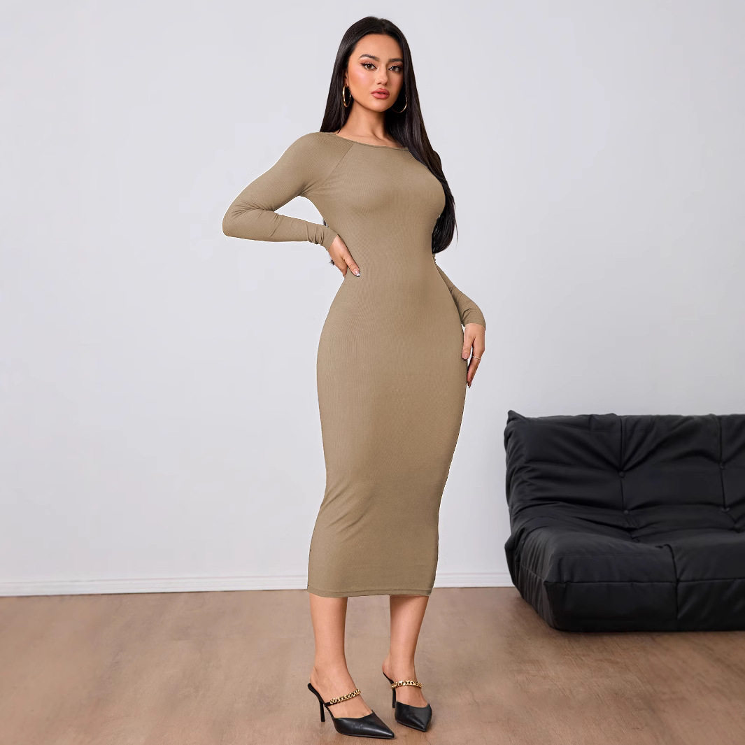 Fashionable Womens Midi Dress Simple Design Sexy Backless Bodycon Fit Spring Summer Occasion Wholesale Available