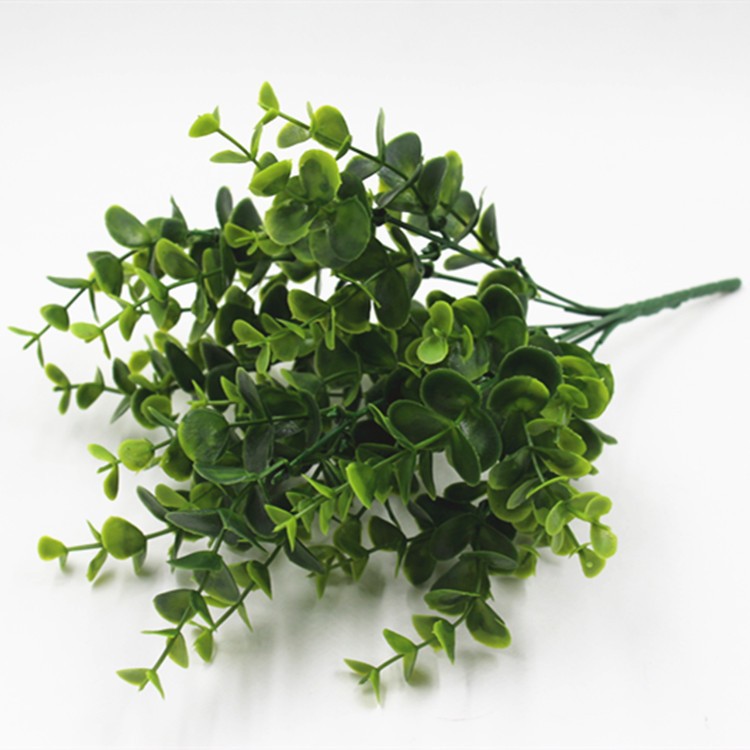 仿真植物绿植盆栽隔断栅栏装饰花草塑料插花配材7叉金钱叶尤加利