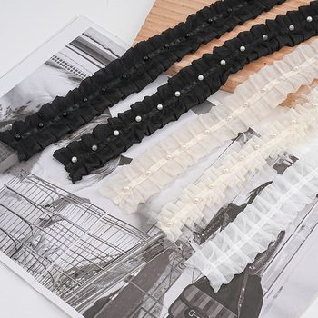 Pleated Chiffon 8 Lace Garment Accessories Pearl Organza Bubble Mesh Cuff DIY Skirt Wedding Dress Collar