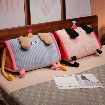Dopamine Bedside Triangle Long Pillow Plush Large Backrest Bedroom Bay Window Sofa Waist Protection Cushion Pillow for Girls