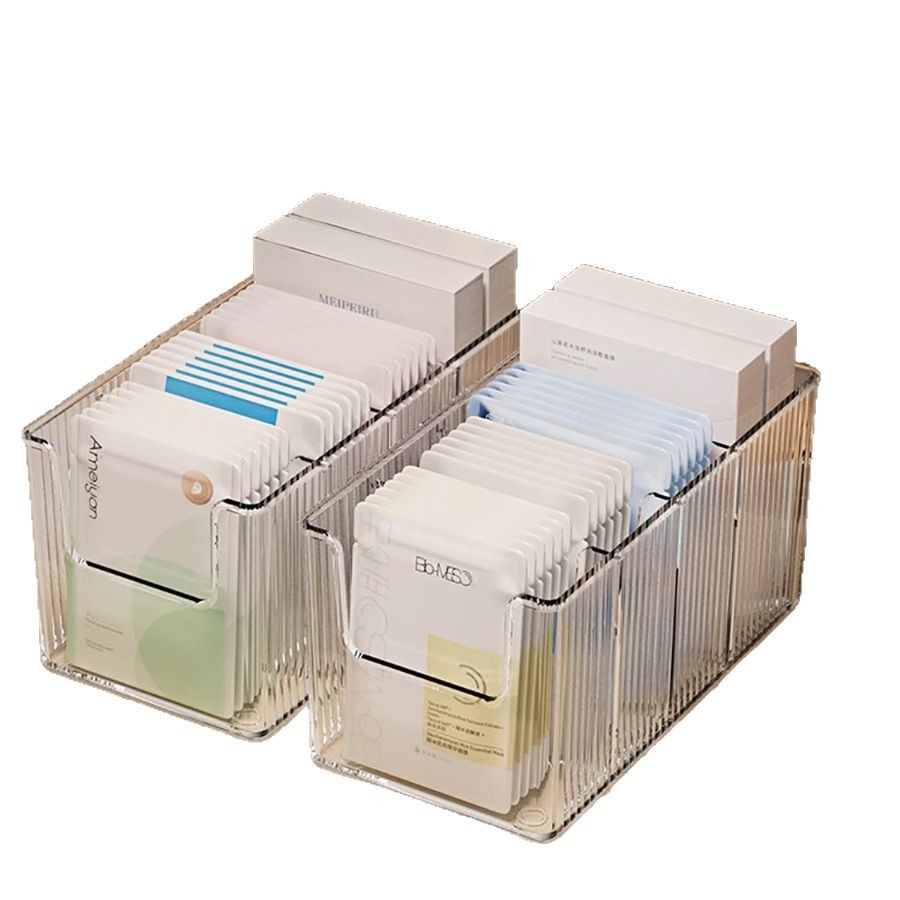 Desktop Multi-Grids Storage Box, Transparent Multi-Functional Cosmetics Storage Box, Detachable Water Emulsion Essence Mask Storage Box