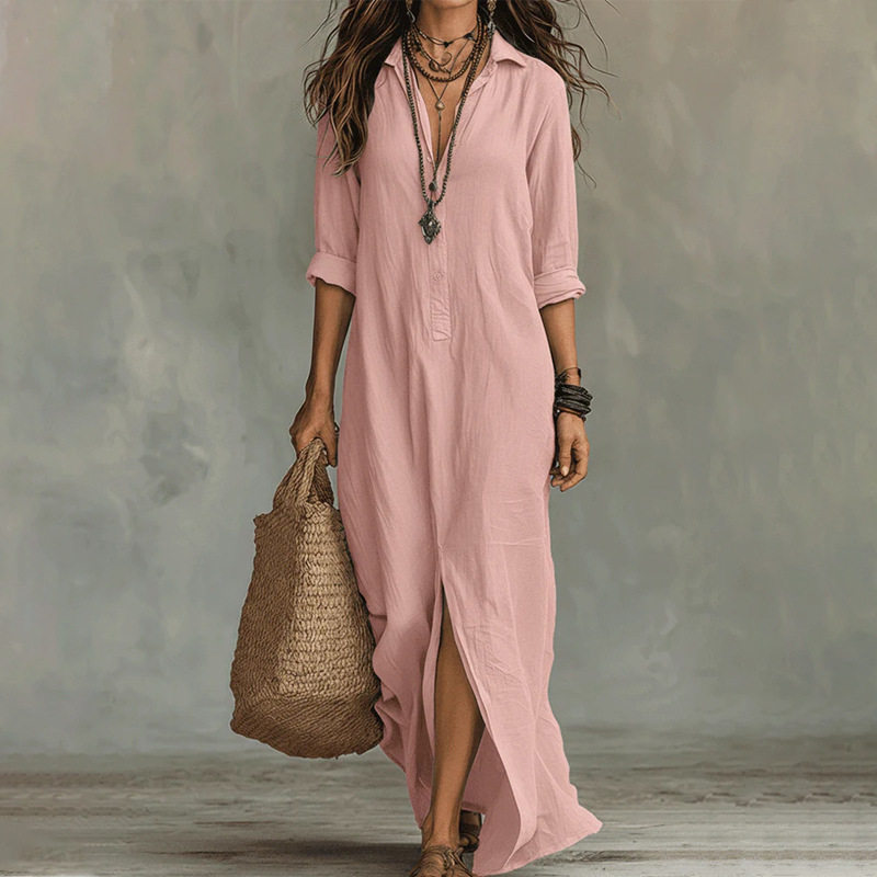 Summer Long Dress for Women Elegant Solid Color Fashionable Style Perfect for Casual or Formal Occasions Wholesale
