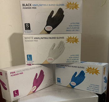 Wanli plastic disposable nitrile gloves mixed nitrile gloves thickened food grade composite nitrile protective gloves