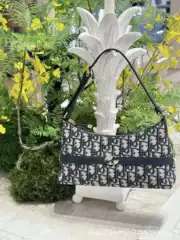 Women's Bag 2025 New Model D Brand Monogram Embroidery Retro Underarm Shoulder Crossbody Bag Chain Dumpling Bag Fashion