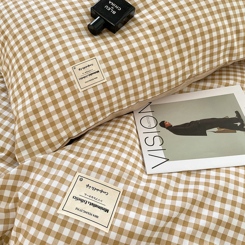 genuine goods Class A Maternal and Infant Grade Four-Piece Set Washed Cotton Bed Linen Quilt Cover Student Dormitory Three-Piece Set