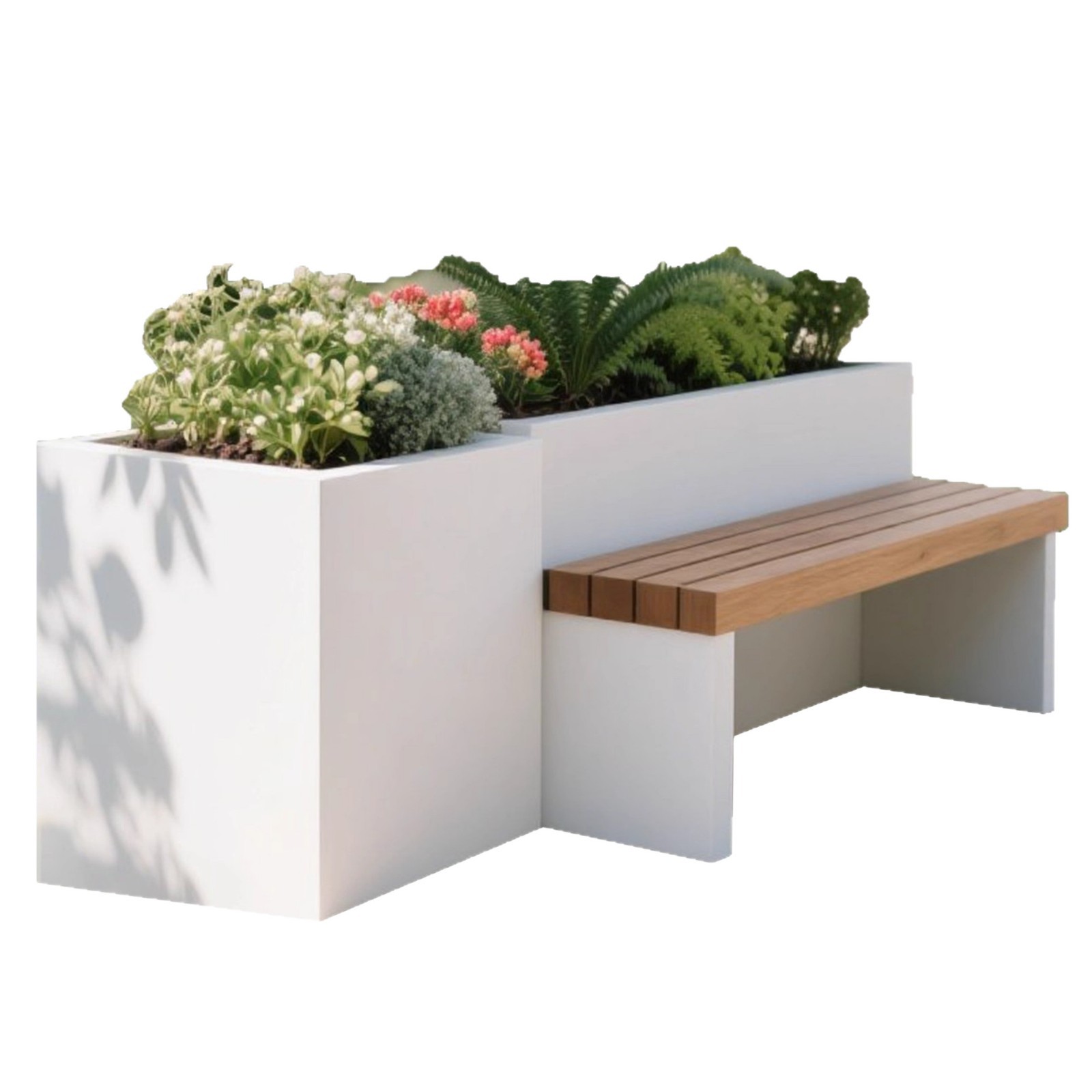 Outdoor Three-Dimensional Flower Box, Plastic-Wood Bench Combination, Planting Box, Park Courtyard, Commercial Street, Wrought Iron Finished Flower Bed, Flower Trough
