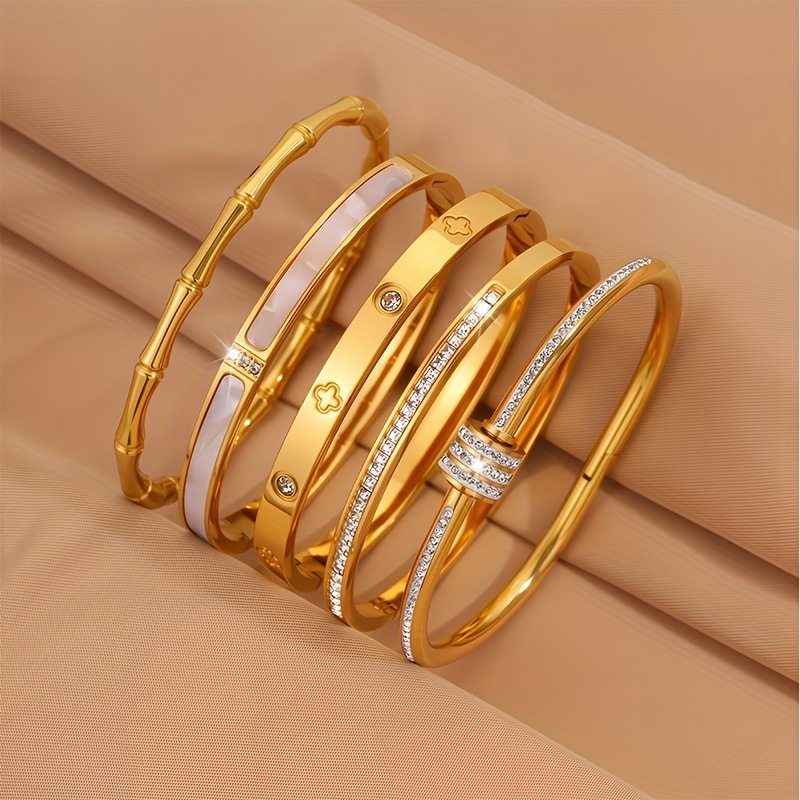 Cross-Border Hot-Selling Titanium Steel Bracelet, Light Luxury, High-End, Fashionable and Versatile, 18K Gold-Plated Stainless Steel Bracelet That Does Not Fade
