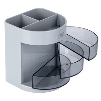 Deli 9147 Transparent Pen Holder Office Desk Plastic Creative Fashion Cute Student Storage Three-Layer Multi-Function