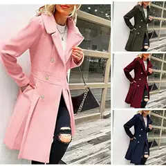 Sweet Girl Woolen Coat Sweet Girl Waist Suit Collar Long Woolen Coat Autumn and Winter Design