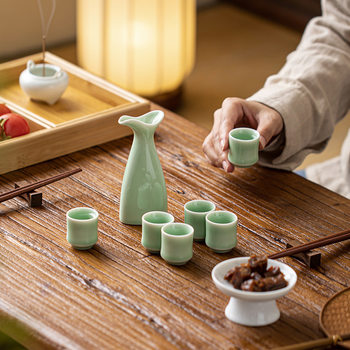 Double-headed clear wine pot ceramic wine separator Chinese Retro wine set suit wine cup small wine glass white wine glass with Cork