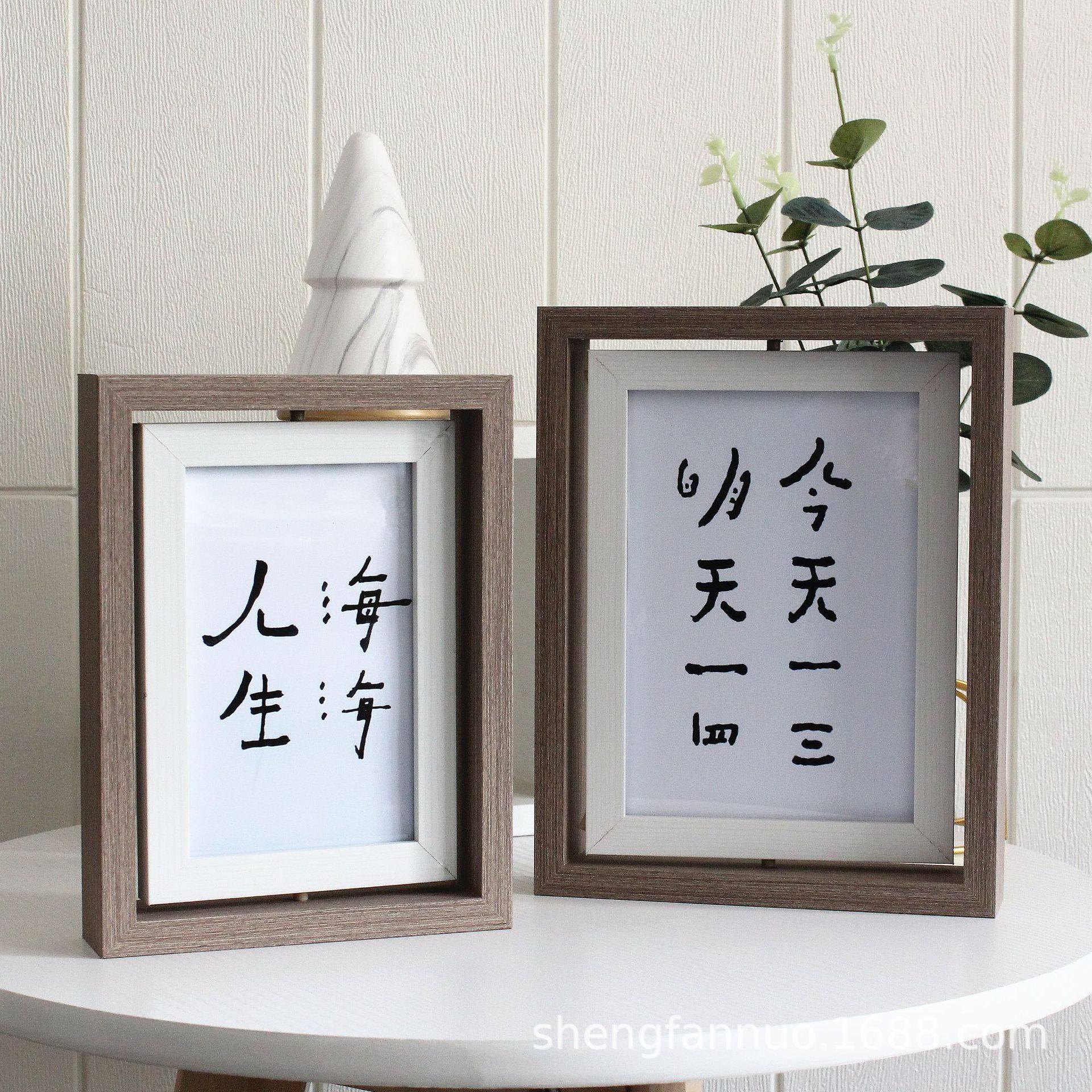 INS Nordic style office desktop photo frame table 6 inch 7 inch 8 inch specimen frame double-sided rotating photo rack wholesale