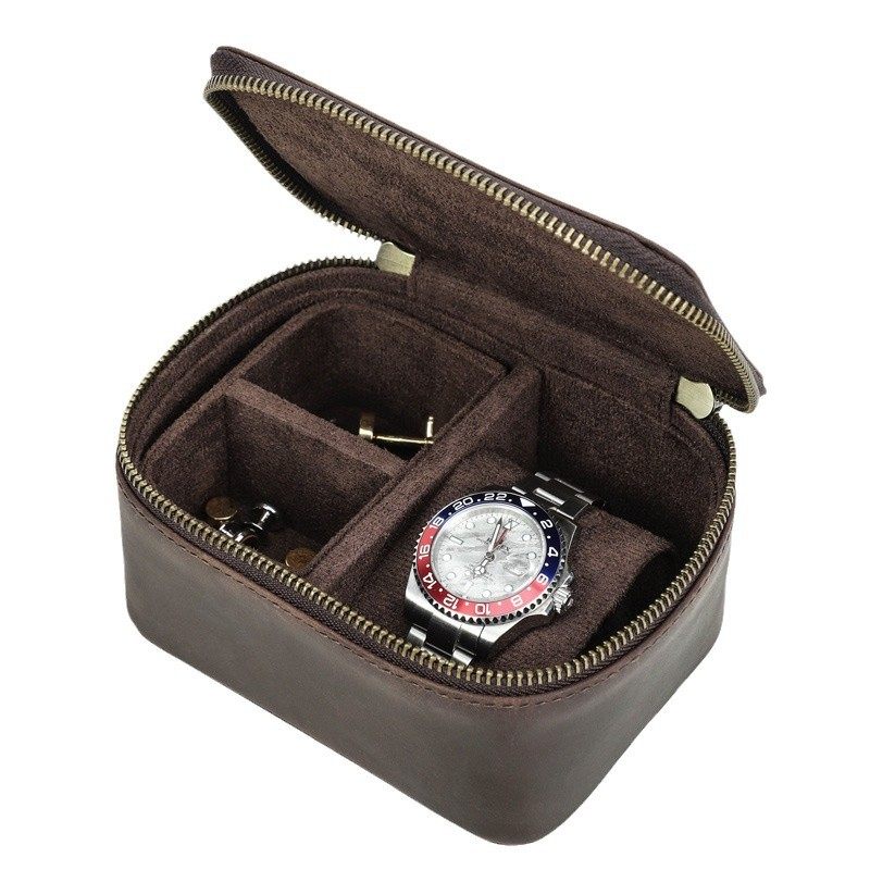 New Retro Crazy Horse Cowhide Multi-compartment Watch Box Travel Portable Mechanical Watch Jewelry Genuine Leather Storage Box