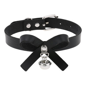 Cross-Border Punk Japan Harajuku Soft Girl Elegant Bow Necklace Neck Strap Sexy Xiaolingang Necklace Pu Leather Collar