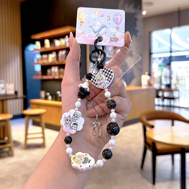 Little Red Book's Same Style Cute Crying Baby Beaded Chain Ins Style Plush Mobile Phone Chain Car Hanging Anti-Lost Chain Key Chain Bracelet