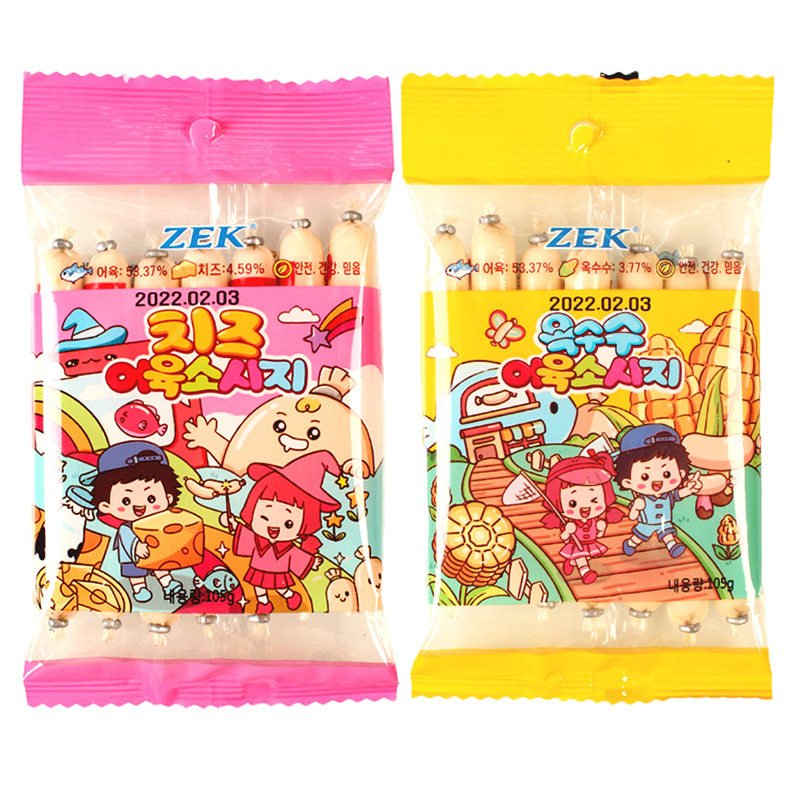 South Korea imported ZEK cod sausage 105g(7 pieces) foreign food children's fish sausage food wholesale