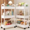 Household Small Cart Storage Rack White Plastic Multi-layer Storage Rack Gap Storage Rack Living Room Snack Storage Rack