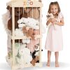 Wooden Toy Box Stuffed Toy Stuffer Organizer Living Room Corner Solid Wood Storage Bin Display Rack